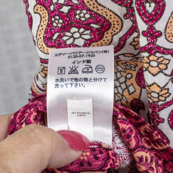 Eddie Bauer Size XL Raspberry color floral pattern sleeveless pearl button back - Picture 6 of 12